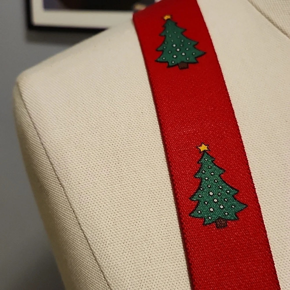 Red Holiday Christmas Tree Suspenders Elastic Adjustable CAS West Germany OS - Picture 4 of 7